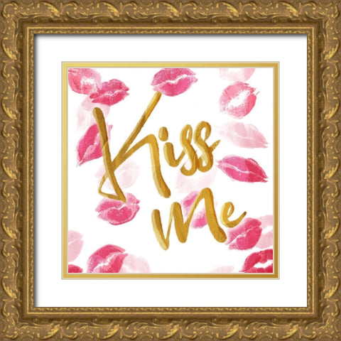 Kiss Me Gold Ornate Wood Framed Art Print with Double Matting by Villa, Mlli