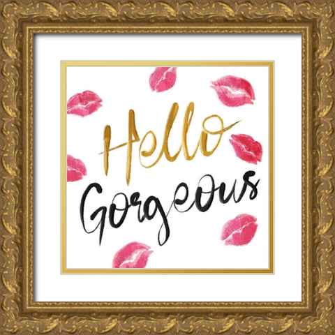 Hello Gorgeous Gold Ornate Wood Framed Art Print with Double Matting by Villa, Mlli