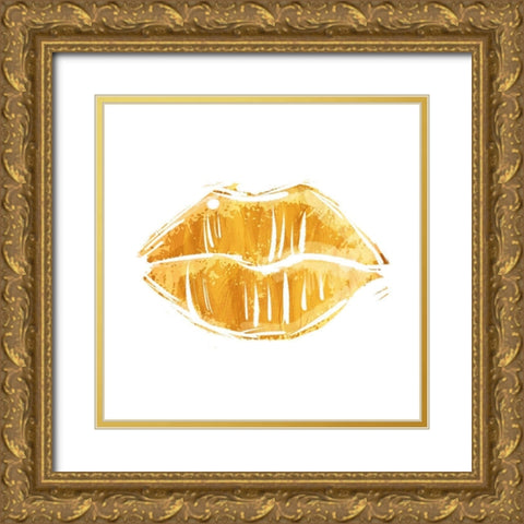 Gold Lips Gold Ornate Wood Framed Art Print with Double Matting by Villa, Mlli