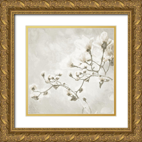 Cream Tree of White Flowers 1 Gold Ornate Wood Framed Art Print with Double Matting by Villa, Milli