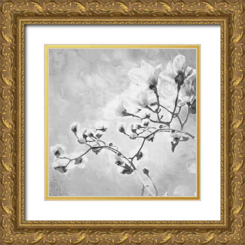 Tree of White Flowers BW 1 Gold Ornate Wood Framed Art Print with Double Matting by Villa, Milli