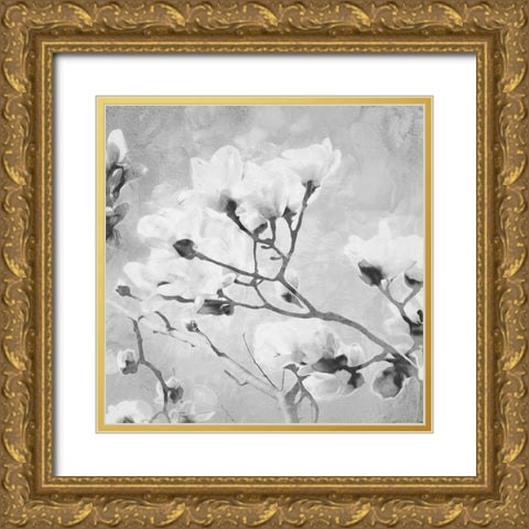Tree of White Flowers BW 2 Gold Ornate Wood Framed Art Print with Double Matting by Villa, Milli