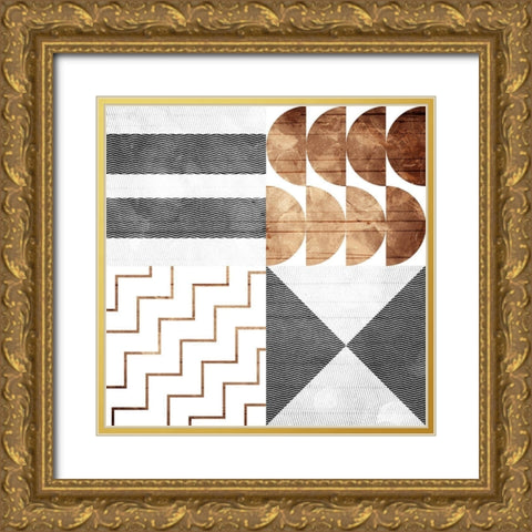 Modern Pattern Gold Ornate Wood Framed Art Print with Double Matting by Villa, Mlli