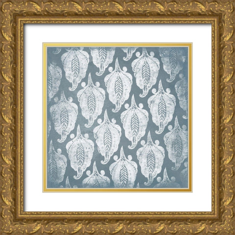 Floral Muted Pattern Gold Ornate Wood Framed Art Print with Double Matting by Villa, Mlli