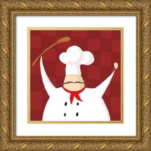 Spoon Chef Traditional Gold Ornate Wood Framed Art Print with Double Matting by Villa, Mlli