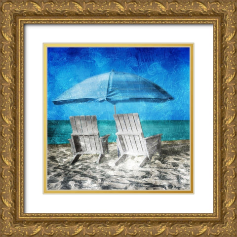 Enjoying The Shade Gold Ornate Wood Framed Art Print with Double Matting by Villa, Mlli