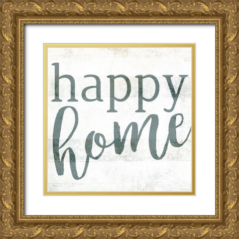 Happy Home Simpler Gold Ornate Wood Framed Art Print with Double Matting by Villa, Mlli
