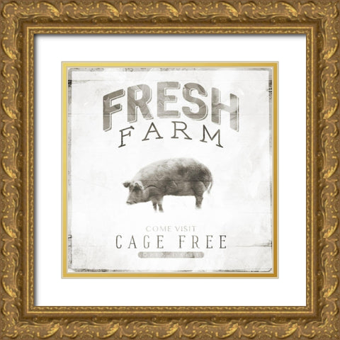 Fresh Pig Gold Ornate Wood Framed Art Print with Double Matting by Villa, Mlli