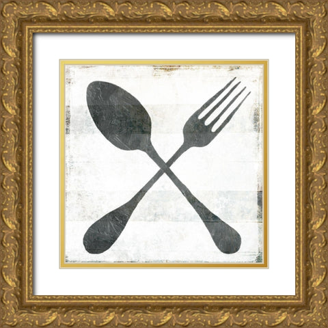 Eating Utensils Gold Ornate Wood Framed Art Print with Double Matting by Villa, Milli