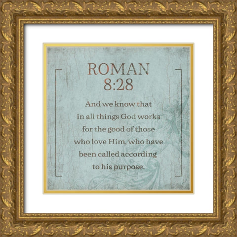 Roman Murky Sea Gold Ornate Wood Framed Art Print with Double Matting by Villa, Milli