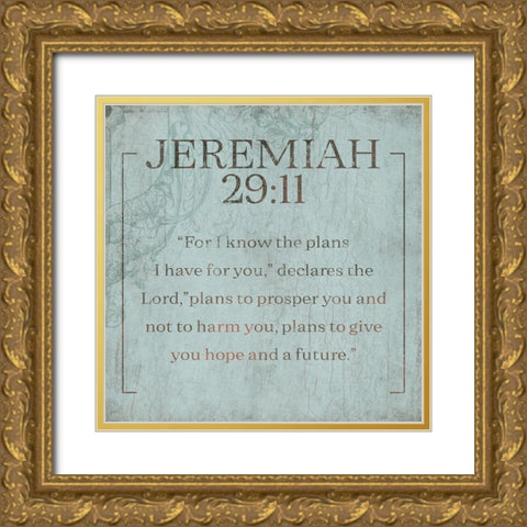 Jeremiah Murky Sea Gold Ornate Wood Framed Art Print with Double Matting by Villa, Milli