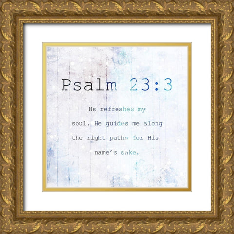 Psalm 233 Night Farm Gold Ornate Wood Framed Art Print with Double Matting by Villa, Milli