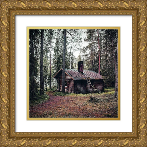 Lodge In The Woods Gold Ornate Wood Framed Art Print with Double Matting by Villa, Milli