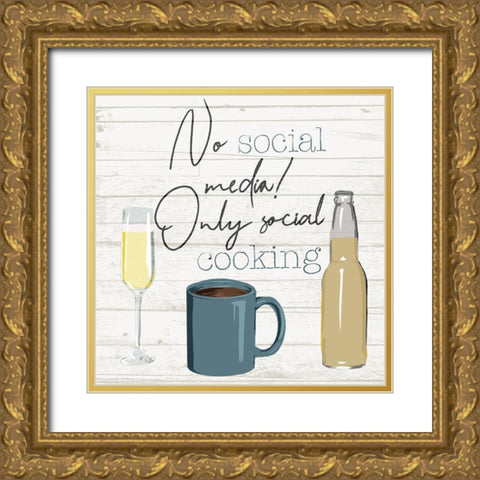 No Social Media Gold Ornate Wood Framed Art Print with Double Matting by Villa, Milli
