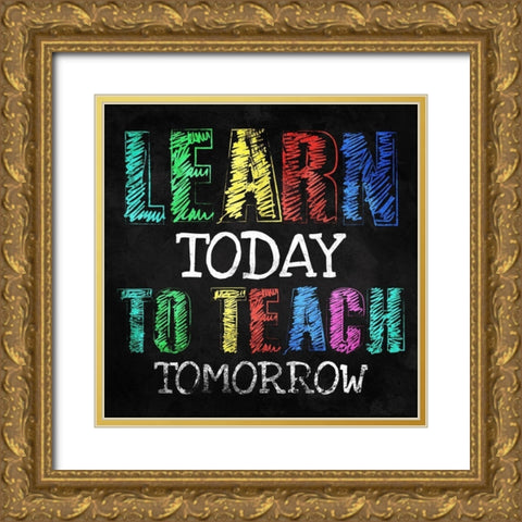 Learn To Teach Gold Ornate Wood Framed Art Print with Double Matting by Villa, Milli