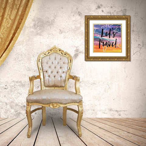 Lets Travel Gold Ornate Wood Framed Art Print with Double Matting by Villa, Milli