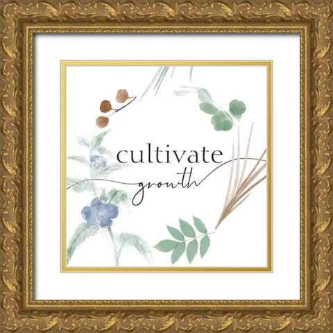 Cultivate Growth Gold Ornate Wood Framed Art Print with Double Matting by Villa, Milli