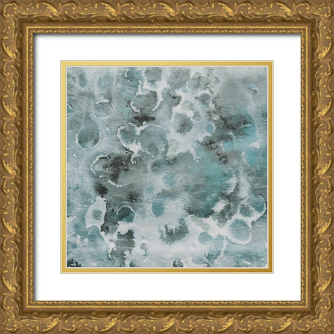 Cool Blue Flower Bursts Gold Ornate Wood Framed Art Print with Double Matting by Villa, Milli