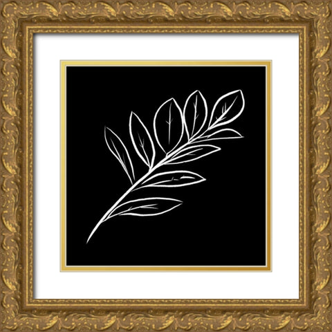 Simple Black flower Gold Ornate Wood Framed Art Print with Double Matting by Villa, Milli