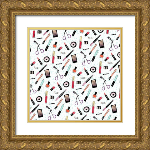 Laid Out Makeup Gold Ornate Wood Framed Art Print with Double Matting by Villa, Milli
