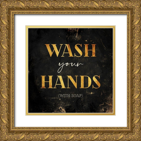 Wash Your Hands Gold Ornate Wood Framed Art Print with Double Matting by Villa, Milli