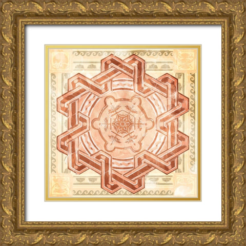 Medallion Plate Boho Style Mate Gold Ornate Wood Framed Art Print with Double Matting by Villa, Milli