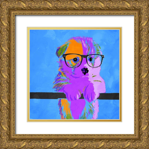 Puppy Vision V2 Gold Ornate Wood Framed Art Print with Double Matting by Villa, Milli