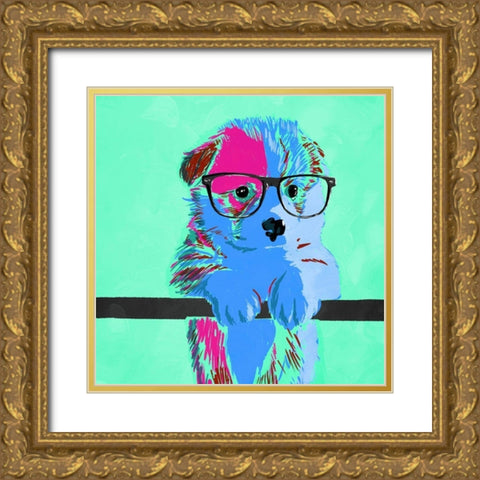 Puppy Vision V3 Gold Ornate Wood Framed Art Print with Double Matting by Villa, Milli