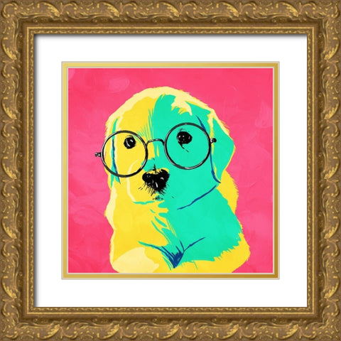 Puppy Eyes Gold Ornate Wood Framed Art Print with Double Matting by Villa, Milli