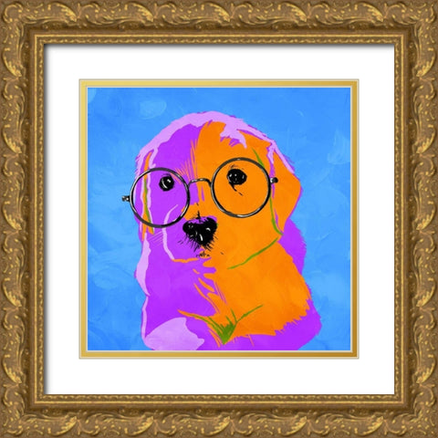 Puppy Eyes V2 Gold Ornate Wood Framed Art Print with Double Matting by Villa, Milli
