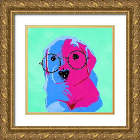 Puppy Eyes V3 Gold Ornate Wood Framed Art Print with Double Matting by Villa, Milli