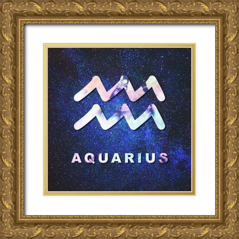 Aquarius Space Gold Ornate Wood Framed Art Print with Double Matting by Villa, Milli