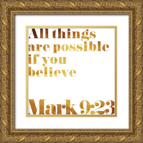 Mark Text Gold Ornate Wood Framed Art Print with Double Matting by Villa, Milli