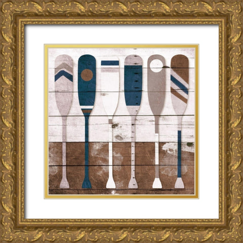 Neutral Oars Gold Ornate Wood Framed Art Print with Double Matting by Villa, Milli