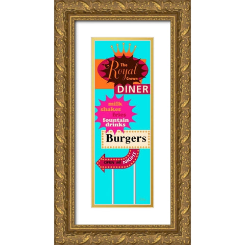Diner Bright Gold Ornate Wood Framed Art Print with Double Matting by Windvand, Marilu