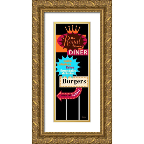 DINER Gold Ornate Wood Framed Art Print with Double Matting by Windvand, Marilu