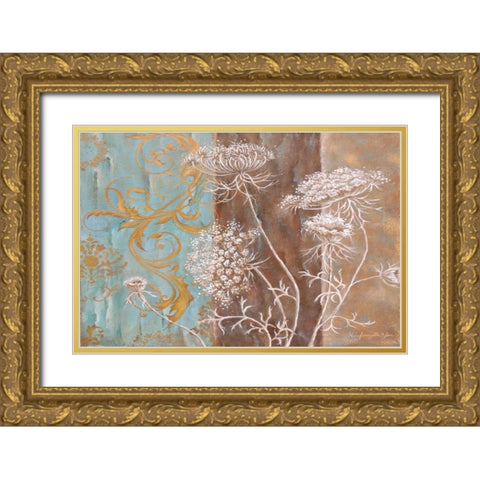 White Poppy and Queen Annes Lace II Gold Ornate Wood Framed Art Print with Double Matting by St. Jean, Nora