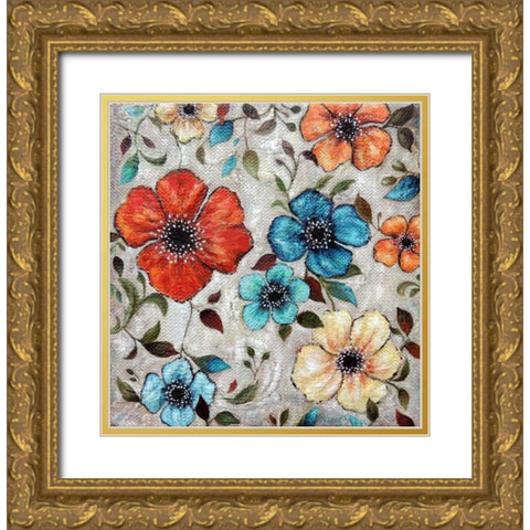Spring Cosmos 7 Gold Ornate Wood Framed Art Print with Double Matting by St. Jean, Nora