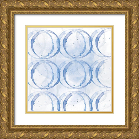 Indigo Circles 1 Gold Ornate Wood Framed Art Print with Double Matting by Fraser, Orane