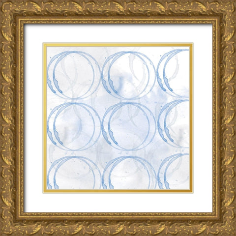 Indigo Circles 2 Gold Ornate Wood Framed Art Print with Double Matting by Fraser, Orane