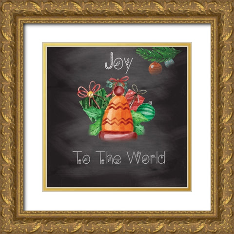 Christmas Chalk Board 1 Gold Ornate Wood Framed Art Print with Double Matting by Fraser, Orane