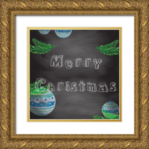 hristmas 2nd Chalk Board Gold Ornate Wood Framed Art Print with Double Matting by Fraser, Orane