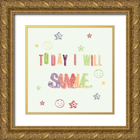 Smile Gold Ornate Wood Framed Art Print with Double Matting by Fraser, Orane