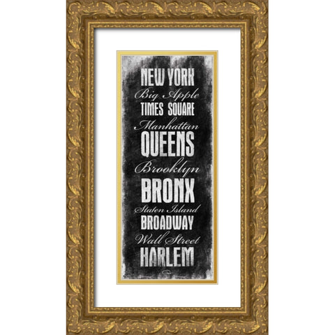 New York Gold Ornate Wood Framed Art Print with Double Matting by OnRei