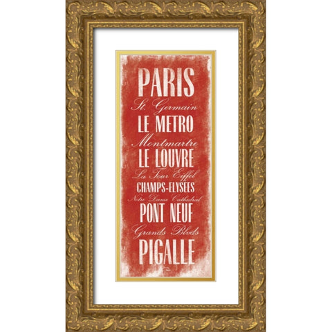 Paris B2 Gold Ornate Wood Framed Art Print with Double Matting by OnRei