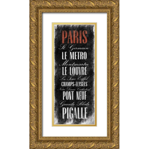 Paris B3 Gold Ornate Wood Framed Art Print with Double Matting by OnRei