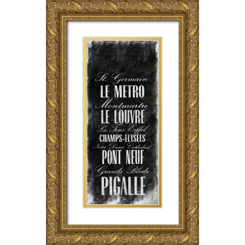 No Paris Gold Ornate Wood Framed Art Print with Double Matting by OnRei