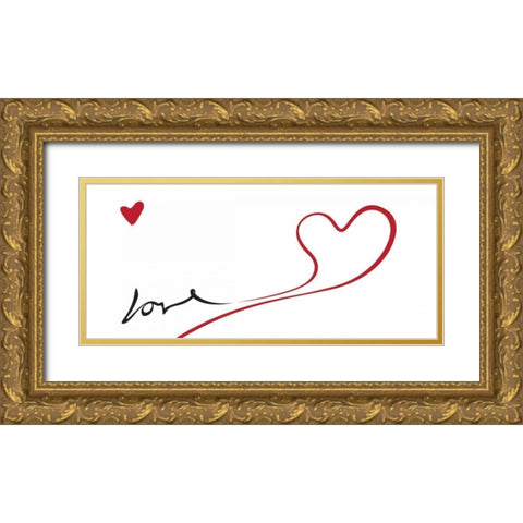 Love 2 Gold Ornate Wood Framed Art Print with Double Matting by OnRei