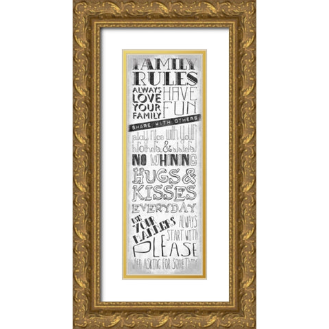 Family Rules Mate Gold Ornate Wood Framed Art Print with Double Matting by OnRei