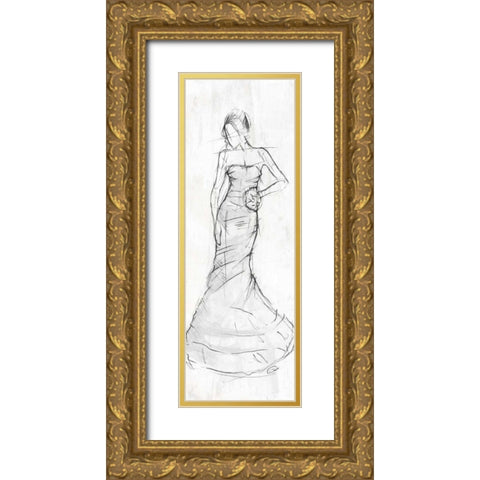 DRESS Gold Ornate Wood Framed Art Print with Double Matting by OnRei